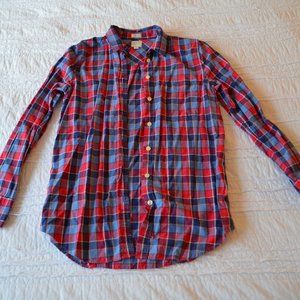 J.CREW Pink & Blue Plaid "Boy Fit" Button-Down XS